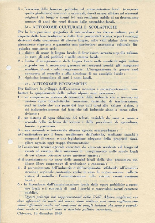 Il crocevia della Dichiarazione di Chivasso: il contesto storico e i suoi protagonisti - 1943-2013 <br /> Torre Pellice, 9 novembre  2013