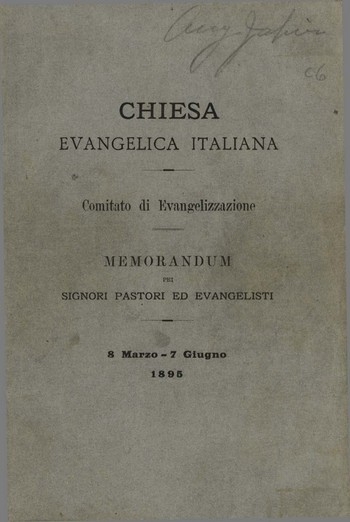 Chiesa Evangelica Italiana - Memorandum<br />pei signori pastori ed evangelisti