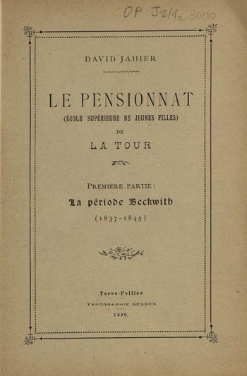 Le pensionnat, D. Jahier